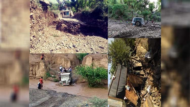 تضرر الطرقات والأراضي الزراعية في جبل حبشي بسبب سيول الأمطار