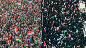 الآلاف في تعز يحتشدون تضامنًا مع غزة وتنديدا بمجزرة مستشفى المعمداني