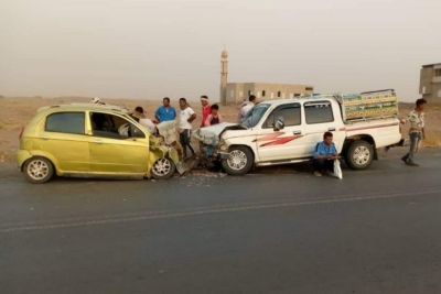 وفاة 5 أشخاص وإصابة 18 في 21 حادث سير بالمحافظات اليمنية المحررة خلال يوم واحد