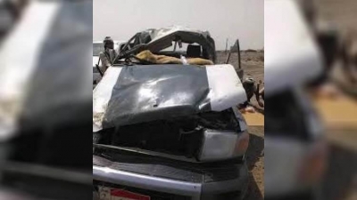 وفاة 4 جنود بالانتقالي وسائق سيارة بحادث مروري في أبين