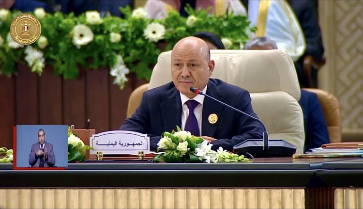 العليمي أمام القمة العربية: مليشيا الحوثي خطرٌ عابر للحدود ومشروعها العنف والطائفية