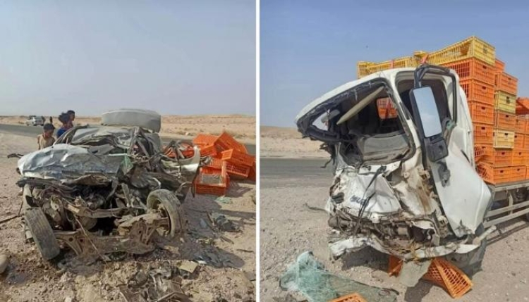 وفاة 6 أشخاص في حادث مروري على خط الرجاع  طور الباحة في محافظة لحج