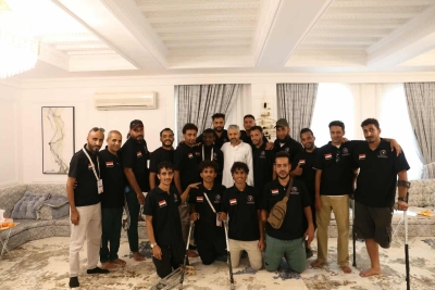 الشيخ حمود سعيد المخلافي يستقبل منتخب اليمن لكرة قدم ذوي البتر ويشيد بإرادتهم الأسطورية