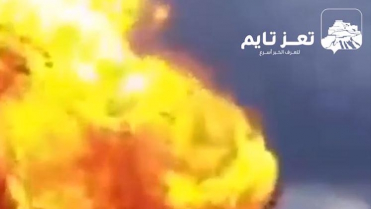 بالفيديو: لحظة انفجار محطة للغاز في الحوبان بمدينة تعز