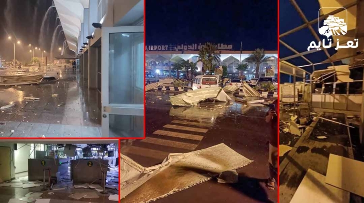 انتقادات واتهامات بالفساد بعد تحطم واجهة صالة مطار عدن إثر عاصفة رعدية