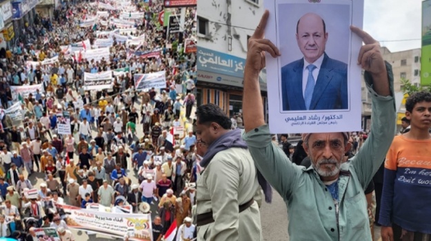 مسيرة حاشدة في تعز لدعم قرار معركة التحرير والرئيس العليمي