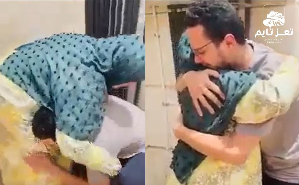 مشهد مؤثر.. لحظة عناق الطالب "فهد الرياشي" والدته بعد أن اعتقله الإنتقالي أكثر من شهر