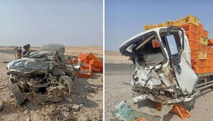 وفاة 6 أشخاص في حادث مروري على خط الرجاع طور الباحة في محافظة لحج