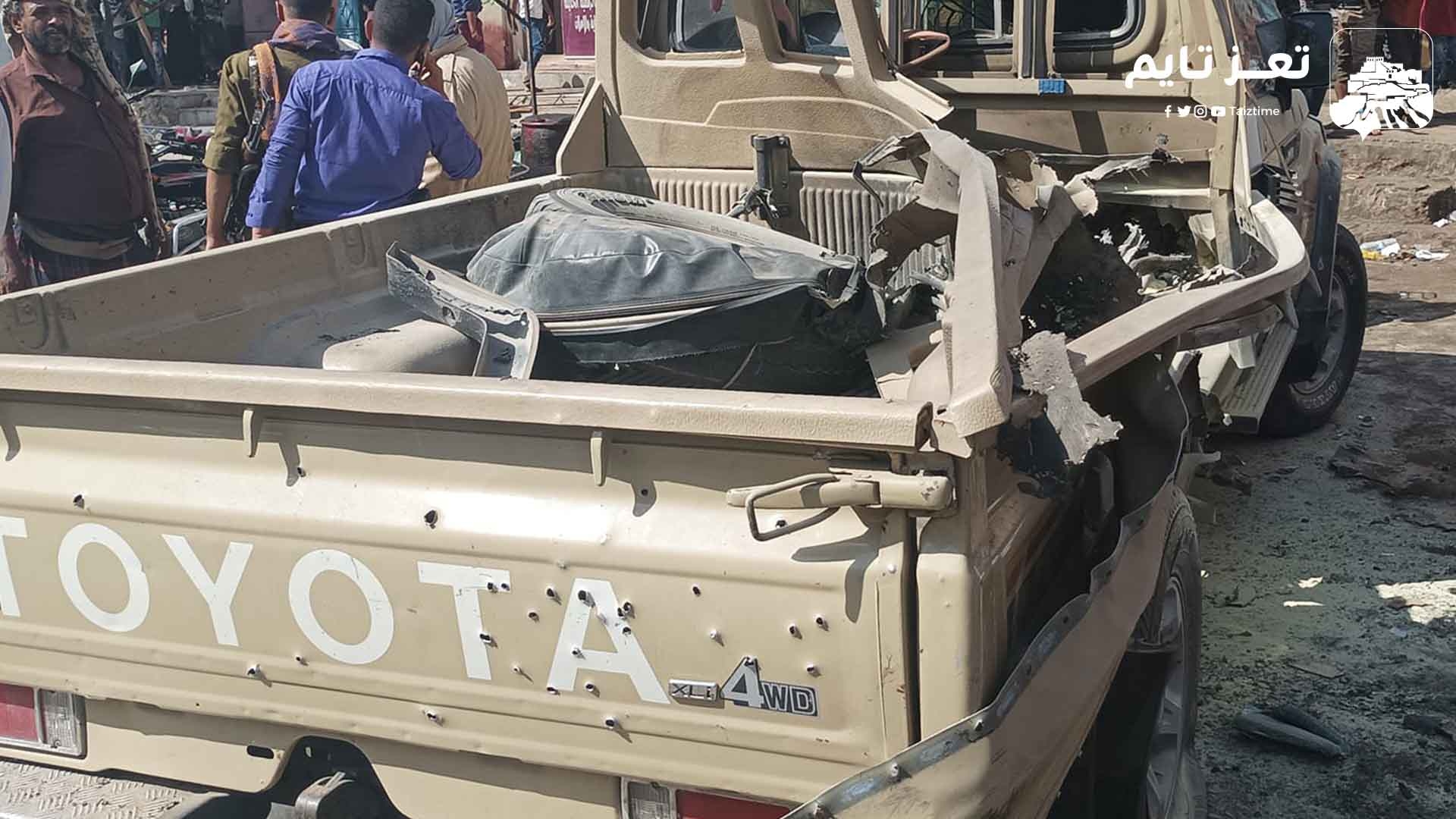 فيديو.. انفجار إرهابي في تعز ومقتل طفلة وإصابة آخرين