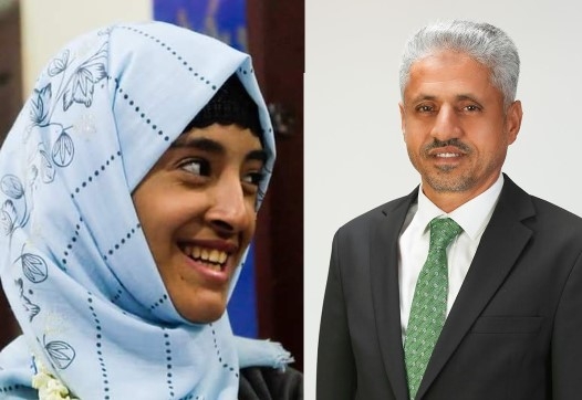 الشيخ المخلافي  يكرّم الطالبة الجريحة "هديل محمود" بمناسبة تفوقها في الثانوية بمعدل 95%